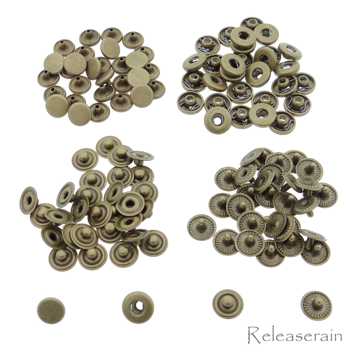 人形用 ドール服の材料 6ミリ 真鍮 バネホック ドット釦 スナップ  