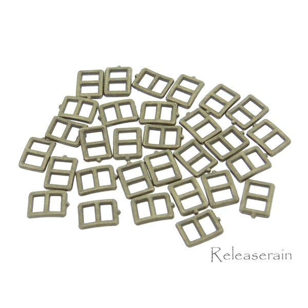 人形用 DIY ドール服の材料 レザークラフトの材料 極小 外径5×6mm 内径3mm ミニチュアパーツ 金属 メッキ 爪有り 日型角カン バックル 金具 5色選択可 30個入